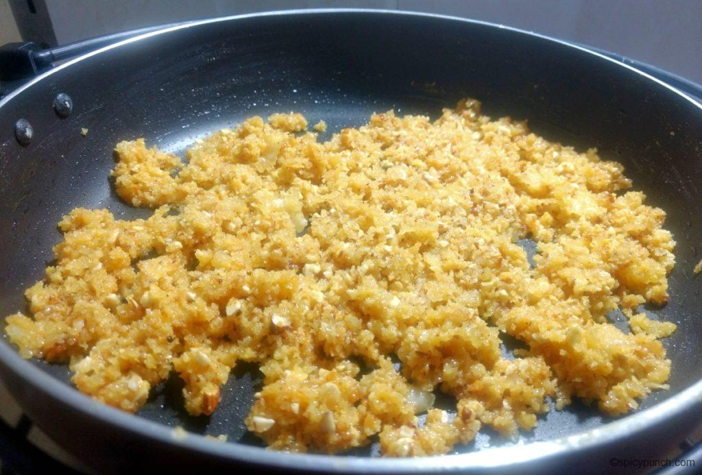 coconut stuffing is ready for making modak