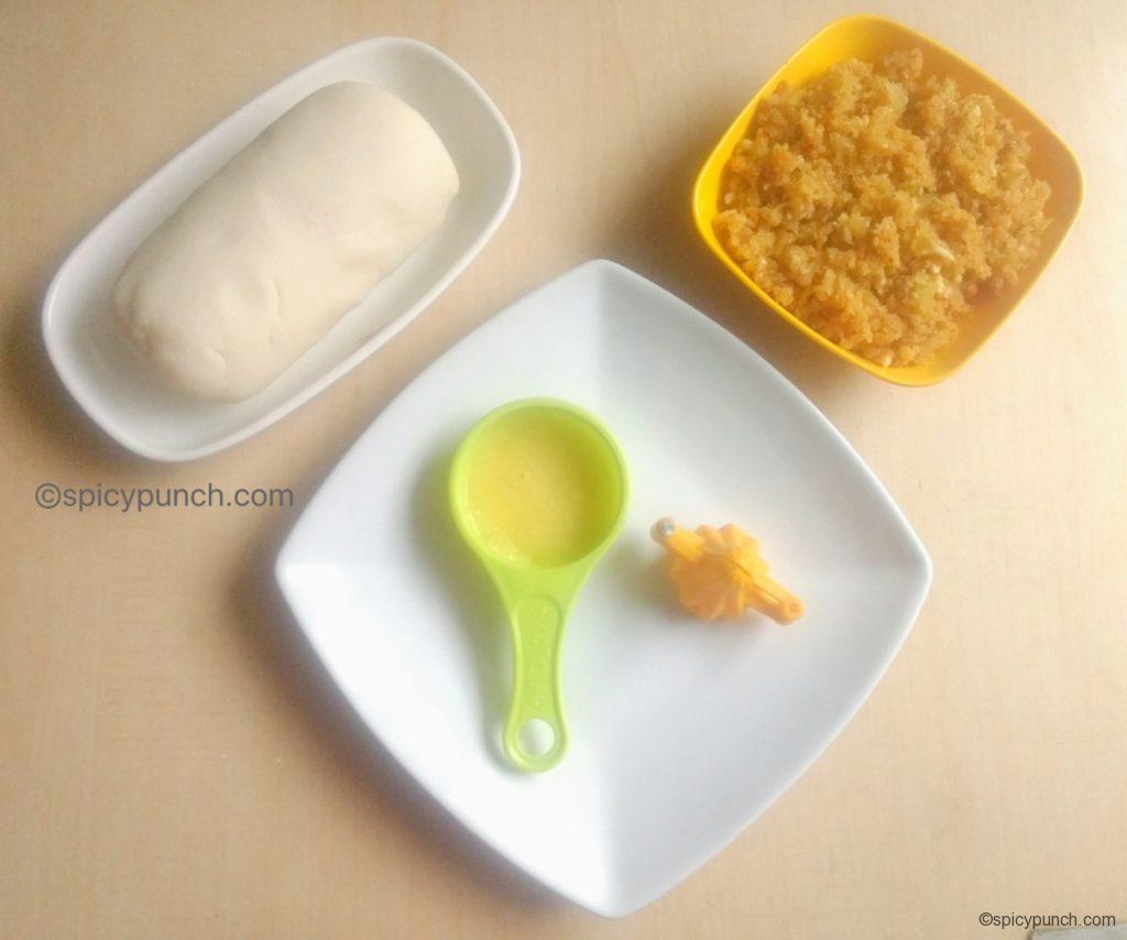 ingredients are ready for folding modak