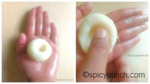 making the bowl from the dough ball for making modak