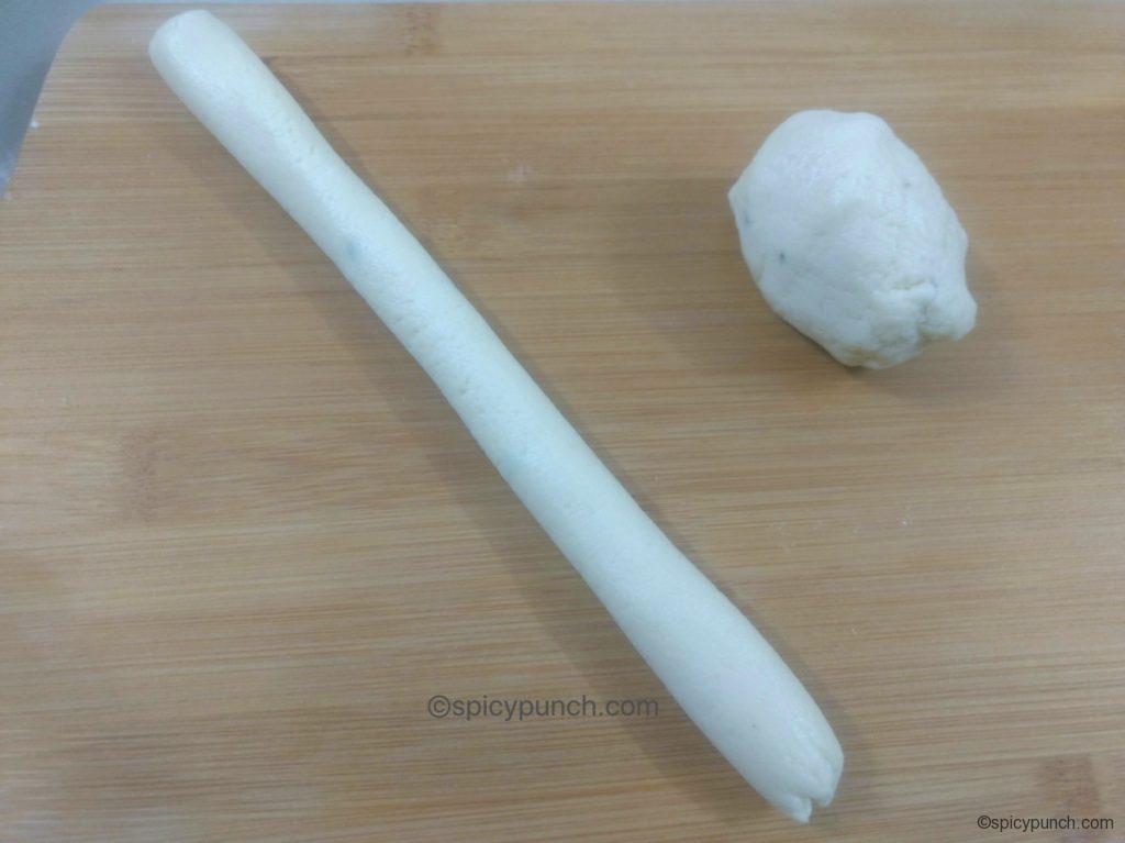 dough and cylinder shape dough for making chanar jeelabi or chanar jilipi