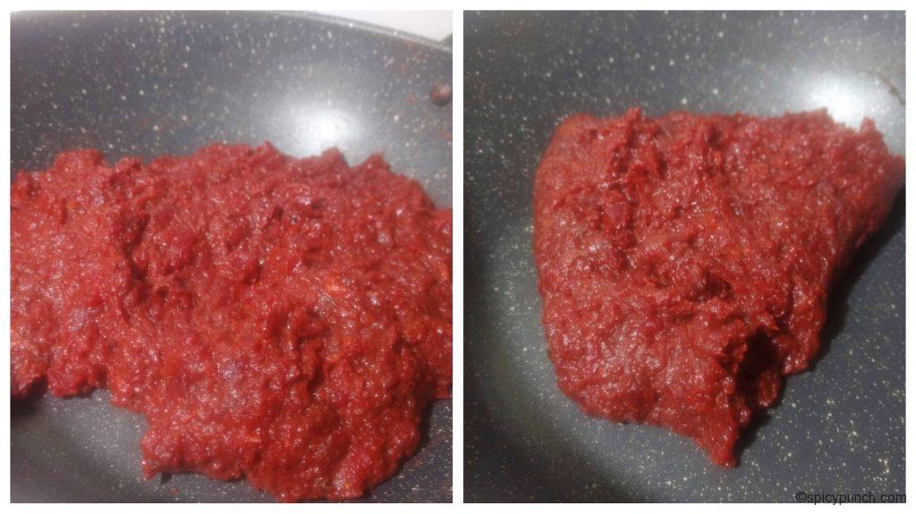 continuous stirring is required till the moisture goes off and when mashed vegetables leave the pan that indicates veggies are ready to prepare this bengali veg chop recipe