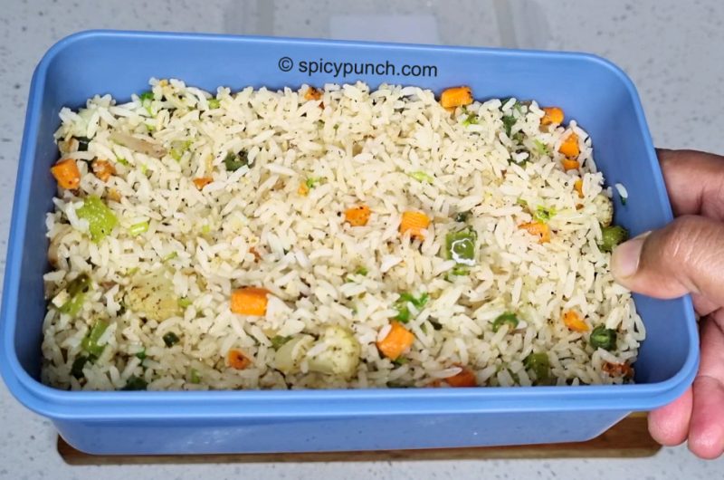 Vegetable rice recipe for kid's lunch box in 10 mins